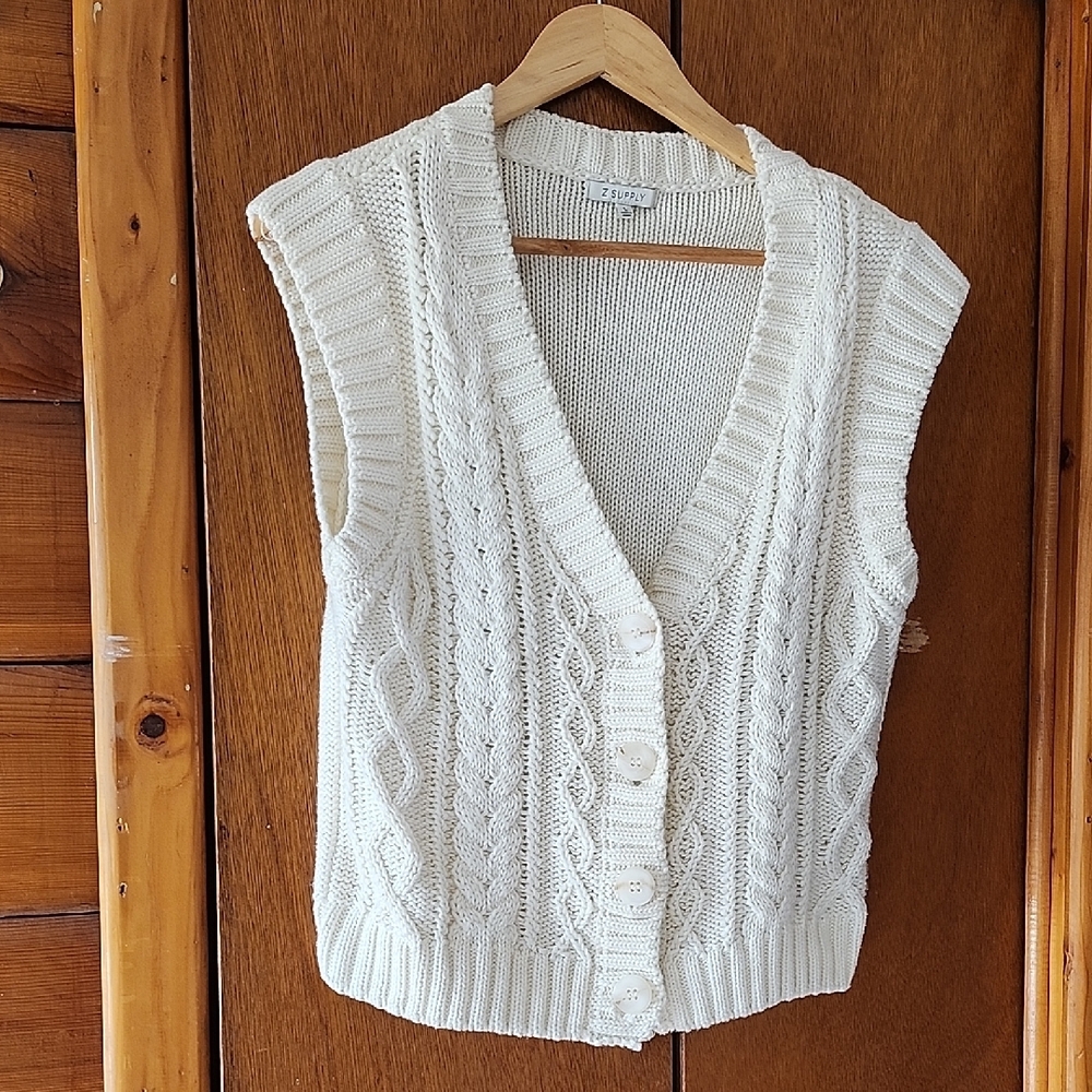 Z Supply Cream Cable Knit Vest